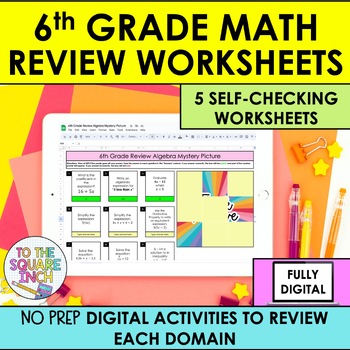 Preview of 6th Grade Math Digital Review Worksheets
