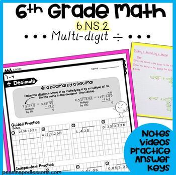 Preview of 6th Grade Math ⭐ Division & Dividing Decimals Review Summer School Math Review