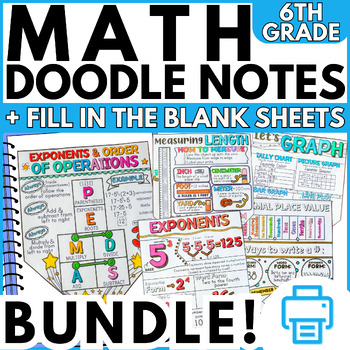 Preview of 6th Grade Math Doodle Notes | Interactive Notebook, Anchor Chart, 5th grade