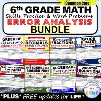 Preview of 6th Grade Math ERROR ANALYSIS BUNDLE (Find the Error): end of year