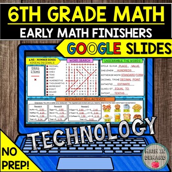 Preview of 6th Grade Math Early Finishers in GOOGLE SLIDES DISTANCE LEARNING