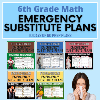 Preview of 6th Grade Math Emergency Substitute Plans | BUNDLE | Digital and Print