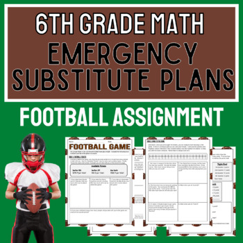 Preview of 6th Grade Math Emergency Substitute Plans - Football Activity (Print & Digital) 