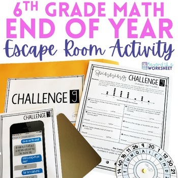 Preview of 6th Grade Math End of Year Escape Room Activity | Middle School Math Review