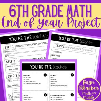 Preview of 6th Grade Math End of Year Project - You be the Teacher / Expert