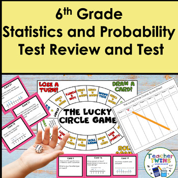 Preview of 6th Grade Math End-of-Year Statistics Review Game/Task Cards and Assessment
