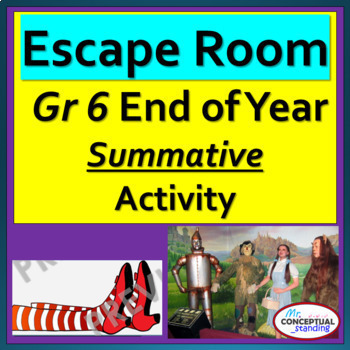 Preview of 6th Grade Math End of the Year DIGITAL ESCAPE ROOM Activity | Spiral Review 