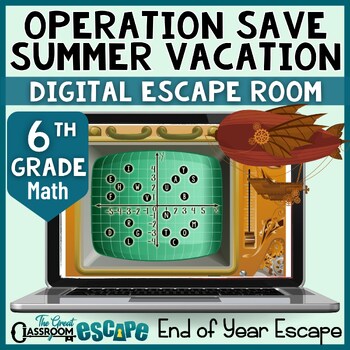 Preview of 6th Grade End of the Year Math Activity Digital Escape Room Fun Math Review Game