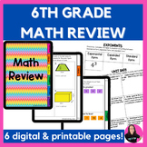 6th Grade Math End of the Year or Back to School Review Ac