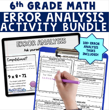 Preview of 6th Grade Math Error Analysis Activities | Find the Error | Test Review Bundle