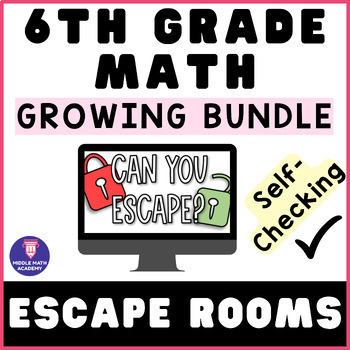 Preview of 6th Grade Math ESCAPE ROOM Activity ✏️ GROWING Bundle
