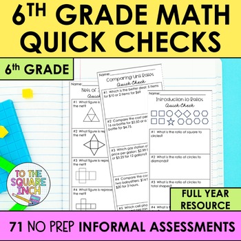 Preview of 6th Grade Math Exit Slips - Informal Math Assessments for 6th Grade