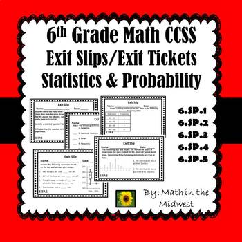 Preview of 6th Grade Math Exit Tickets/Exit Slips Statistics & Probability