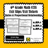 6th Grade Math Exit Tickets/Exit Slips Ratios & Proportion