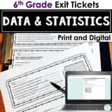 6th Grade Math Exit Tickets for Data and Statistics Print 