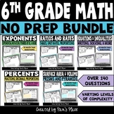 6th Grade Math Exponents, Equations, Ratios & Rates, Volum