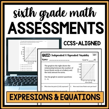 Preview of Quiz Bundle: Equivalent Expressions, One Step Equations, Inequalities Worksheets