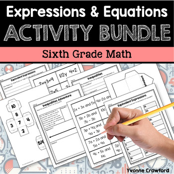 Preview of Expressions & Equations 6th Grade Math Activity Bundle & Guided Notes - 20% off