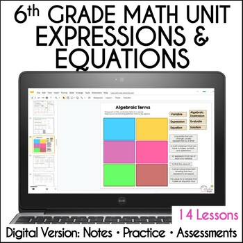Preview of 6th Grade Math Expressions & Equations Curriculum Unit Digital Resource