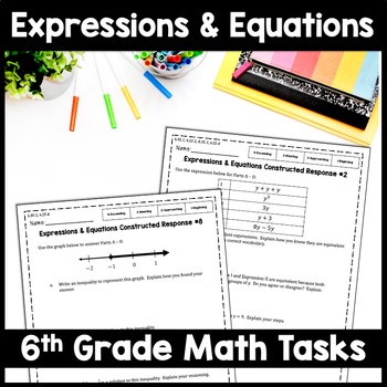 Preview of Expressions, Equations, & Inequalities 6th Grade Rich Math Tasks, Worksheets