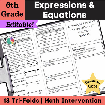 Preview of 6th Grade Math Expressions & Equations | Test Prep, Homework, or Spiral Review