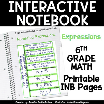 Preview of 6th Grade Math Expressions Interactive Notebook Unit Printable TEKS CCSS