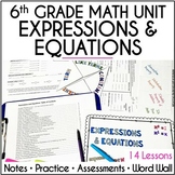 6th Grade Math Expressions and Equations Unit, Editable