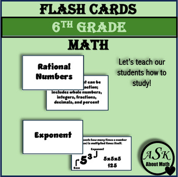 Preview of 6th Grade Math FLASHCARDS