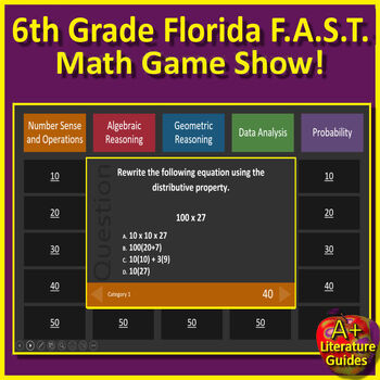 Preview of 6th Grade Math Florida FAST Game PM3 Spiral Review Using Florida BEST