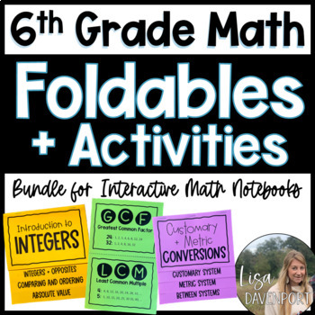 Preview of 6th Grade Math Foldables and Activities for Interactive Notebooks Bundle
