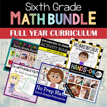 Preview of 6th Grade Math Full Year Curriculum Bundle | Interactive Notebook & More 50% OFF