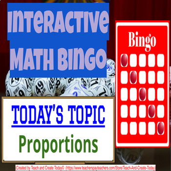 Preview of 6th Grade Math Game Review Bingo Activity #17 Proportions