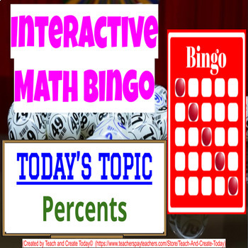 Preview of 6th Grade Math Game Review Bingo Activity #18 Percents