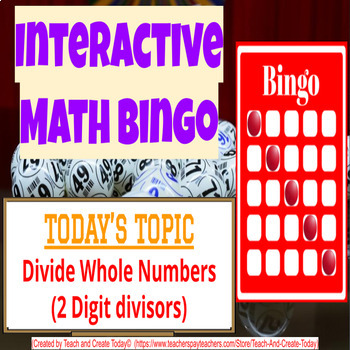 Preview of 6th Grade Math Game Review Bingo Activity #4 Divide Numbers 2 Digit Divisor
