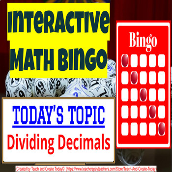 Preview of 6th Grade Math Game Review Bingo Activity #9 Dividing Decimals