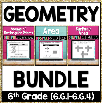 Preview of 6th Grade Math Geometry Digital Activities Bundle 6.G.1-6.G.4