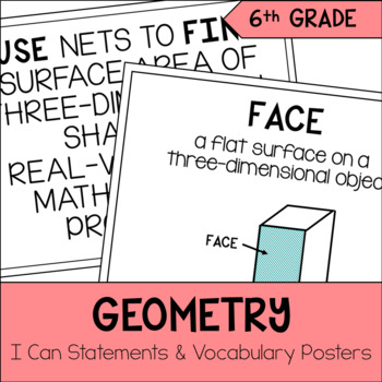 Preview of 6th Grade Math Geometry I Can & Vocabulary Wall Posters