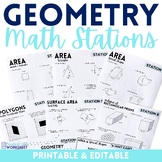 6th Grade Math Geometry Stations | Area, Surface Area and Volume