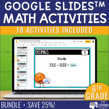 Preview of 6th Grade Math Google Slides BUNDLE | All Standards Test Prep Review Activities