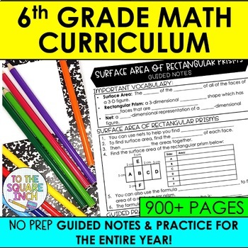 Preview of 6th Grade Math Guided Notes Curriculum | No Prep Notes & Practice