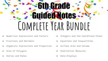 Preview of 6th Grade Math Guided Notes Year Bundle - Editable