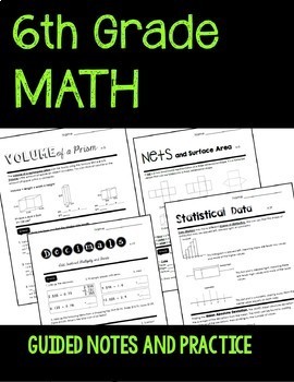 Preview of 6th Grade Math Guided Notes and Practice