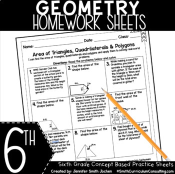 Preview of 6th Grade Math Homework Sheets - Geometry - Coordinate Plane - Math Worksheet