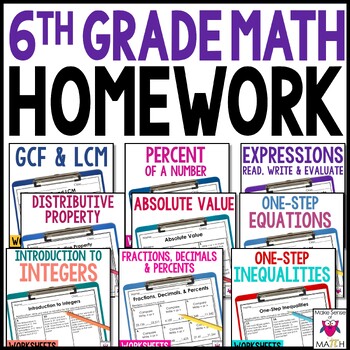 Preview of 6th Grade Math Homework Worksheets