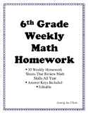 6th Grade Math Weekly Review Worksheets Teaching Resources Tpt