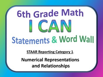 Preview of 6th Grade Math I Can Statements and Word Wall (Set 1)