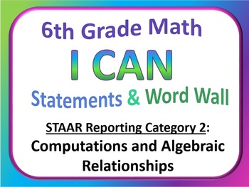 Preview of 6th Grade Math I Can Statements and Word Wall (Set 2)