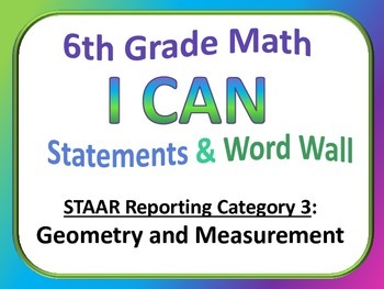 Preview of 6th Grade Math I Can Statements and Word Wall (Set 3)