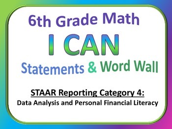 Preview of 6th Grade Math I Can Statements and Word Wall (Set 4)