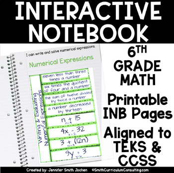Preview of 6th Grade Math Interactive Notebook Bundle - TEKS CCSS Printable